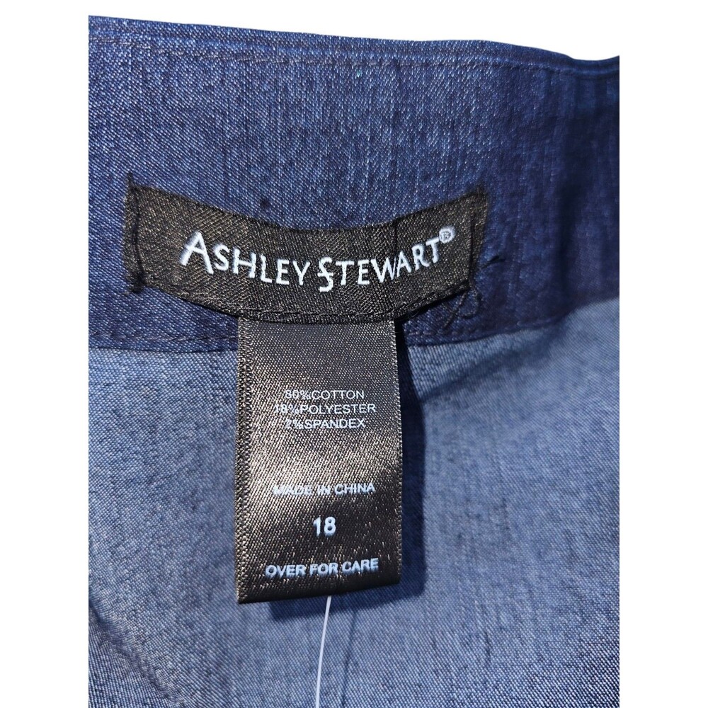Ashley Stewart Woman Plus 18 Denim Jogger Jumpsuit Blue Dark Wash Belt Full Zip - Picture 3 of 15